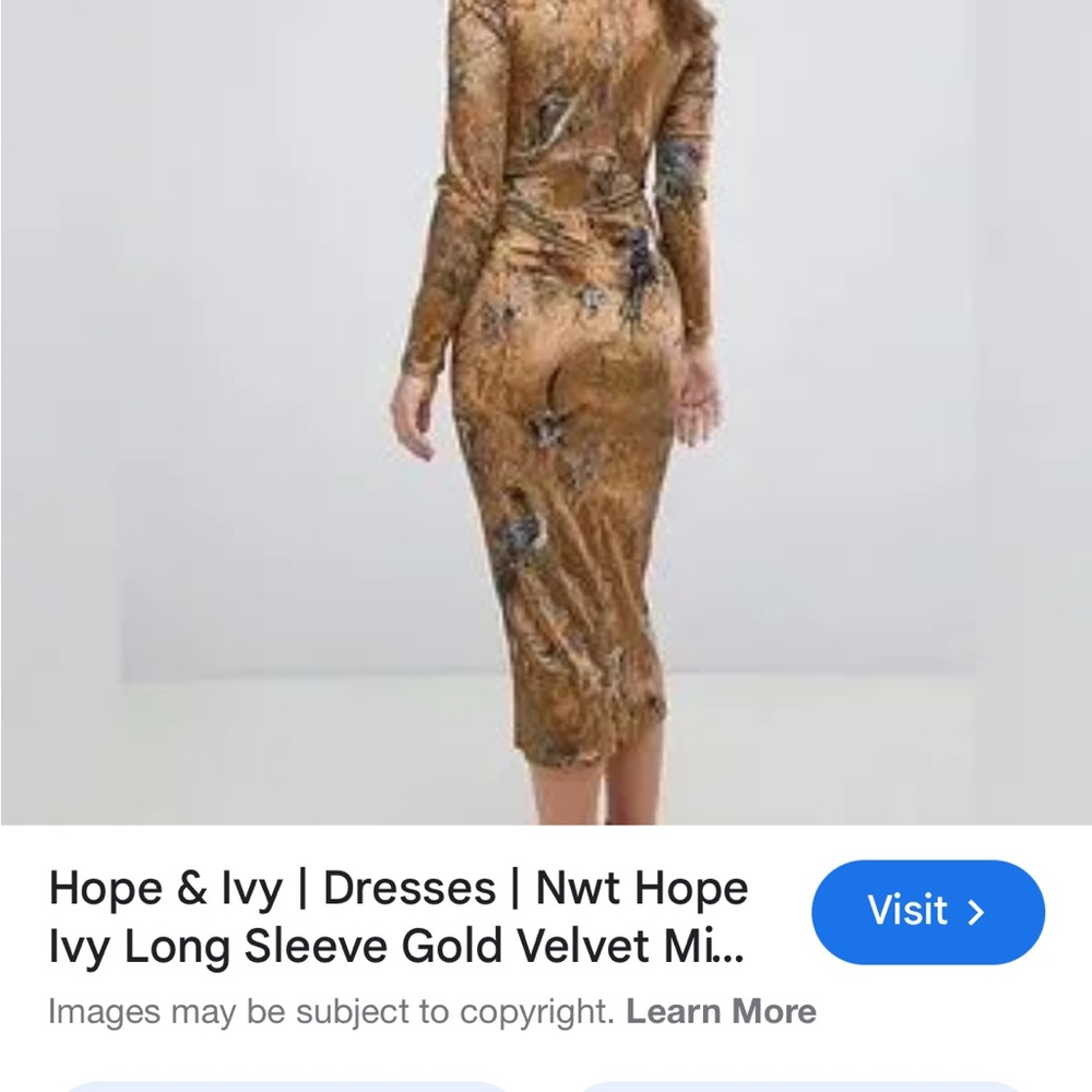 👉Gold Velvet Midi Dress